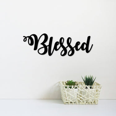 Blessed Script Sign | Metal Wall Art | Dining Room Decor | Blessed Hanging Sign | Living Room Decor |Blessed Quote Word Art | Metal Cutout